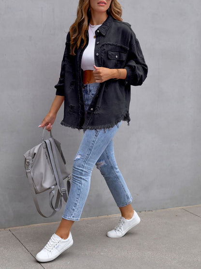 Long Sleeves Button Down Denim Jean Jacket