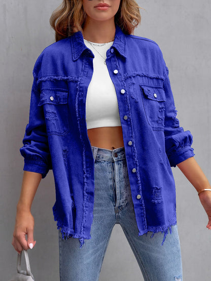 Long Sleeves Button Down Denim Jean Jacket