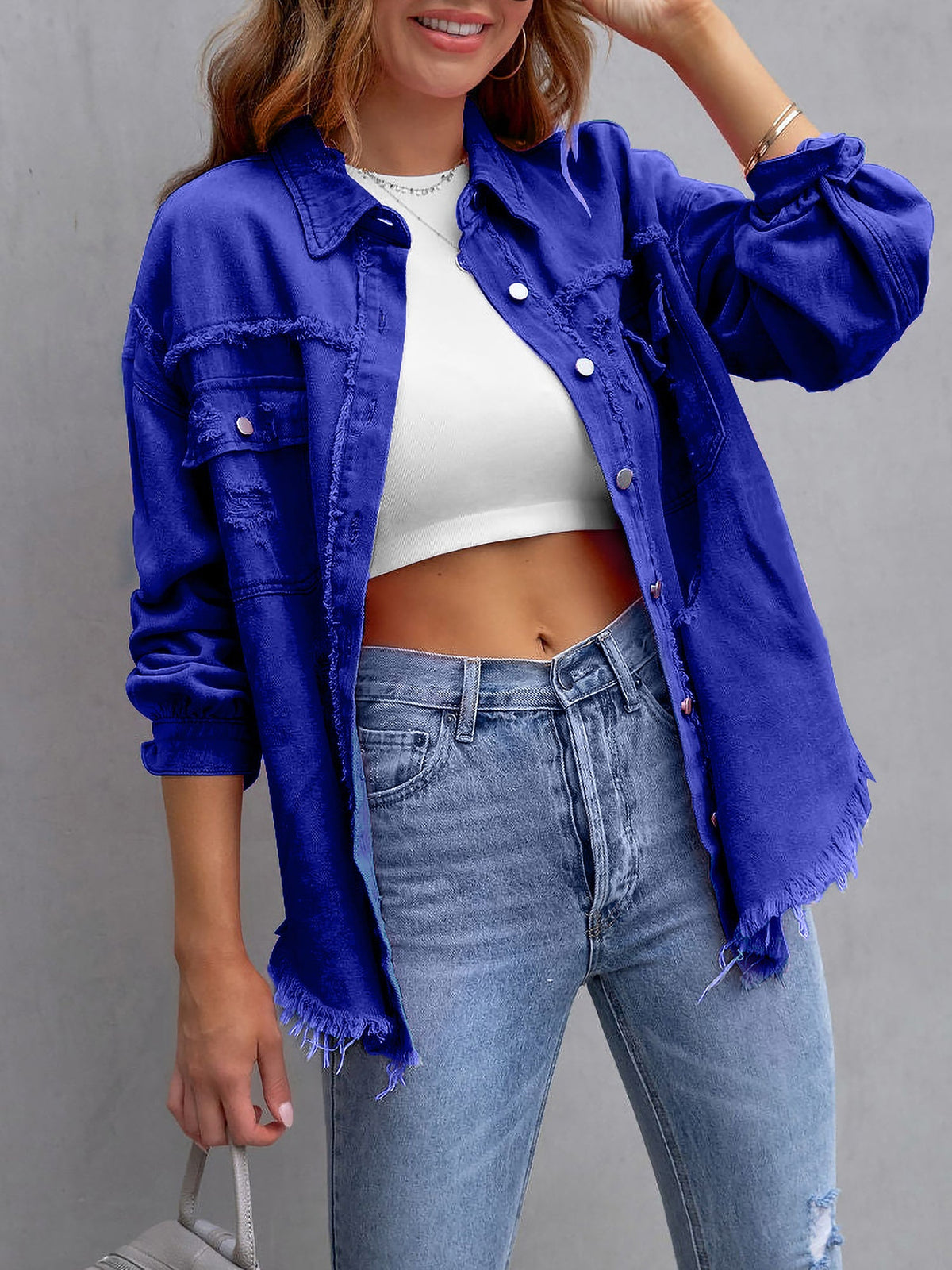 Long Sleeves Button Down Denim Jean Jacket