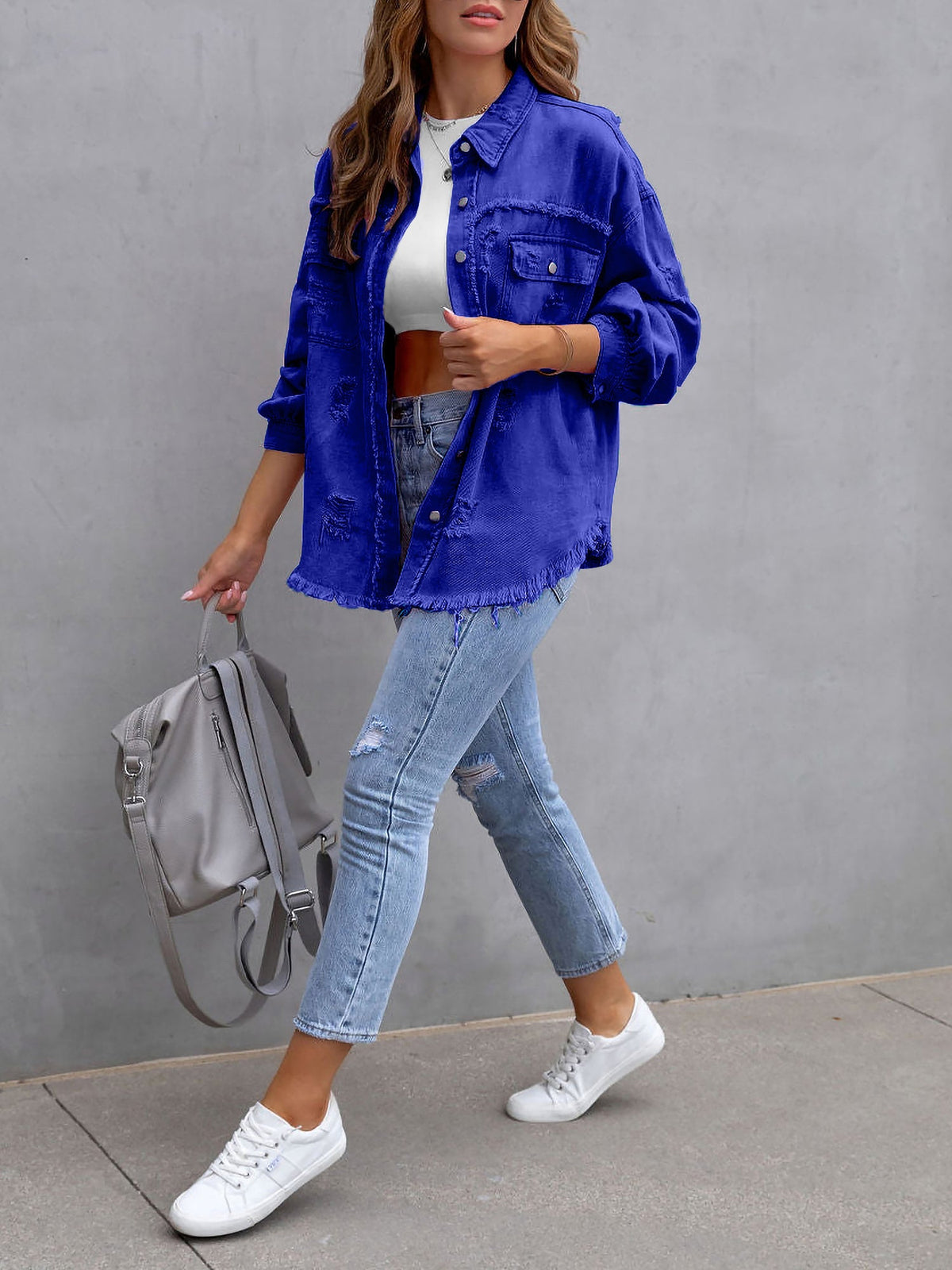 Long Sleeves Button Down Denim Jean Jacket