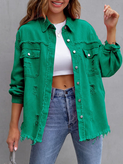 Long Sleeves Button Down Denim Jean Jacket