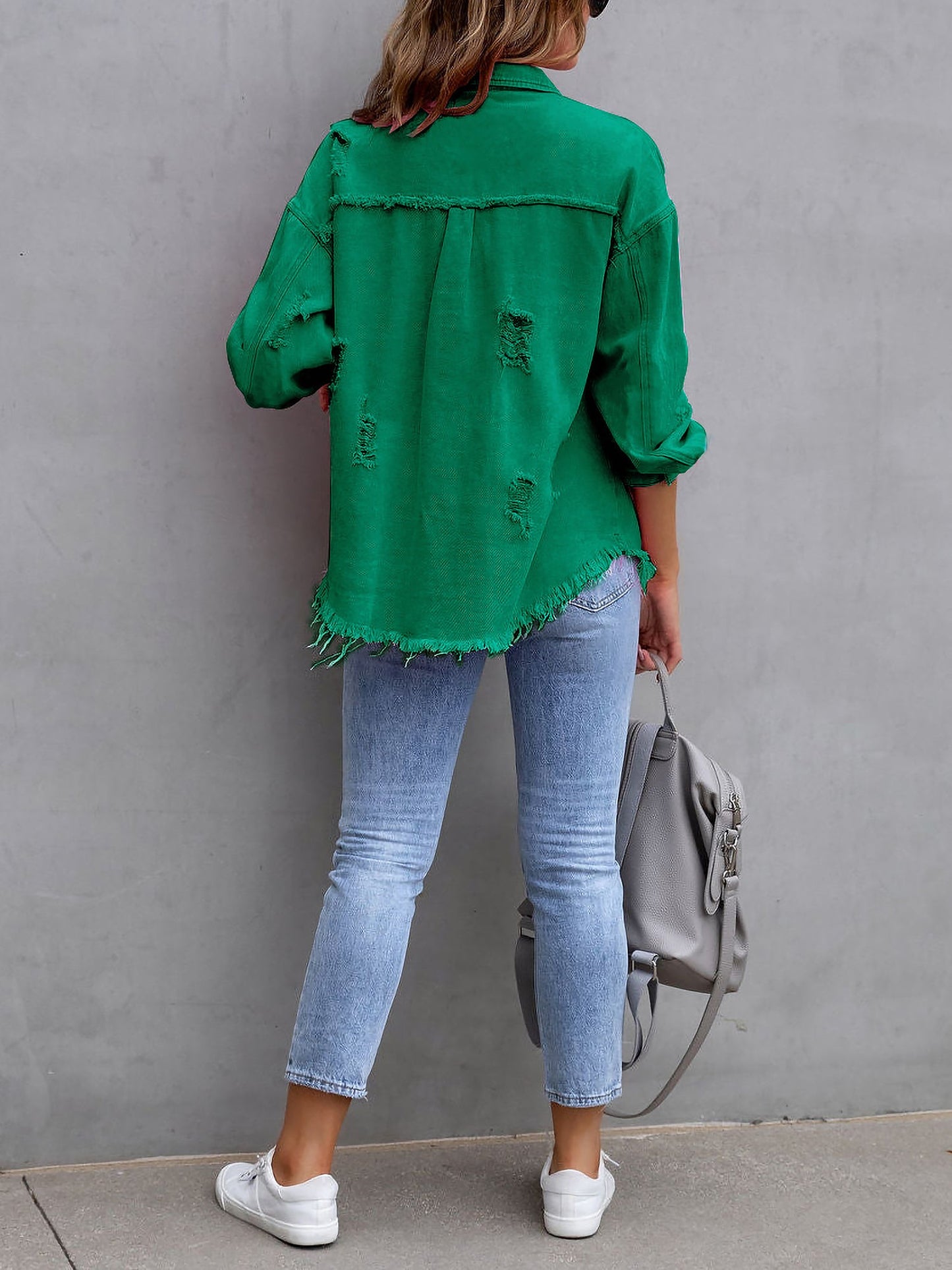 Long Sleeves Button Down Denim Jean Jacket