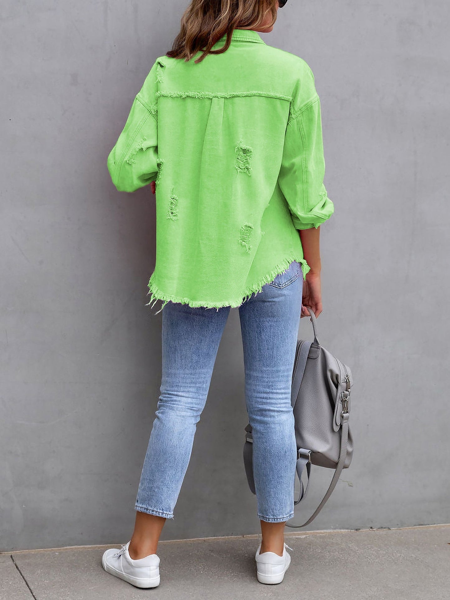 Long Sleeves Button Down Denim Jean Jacket