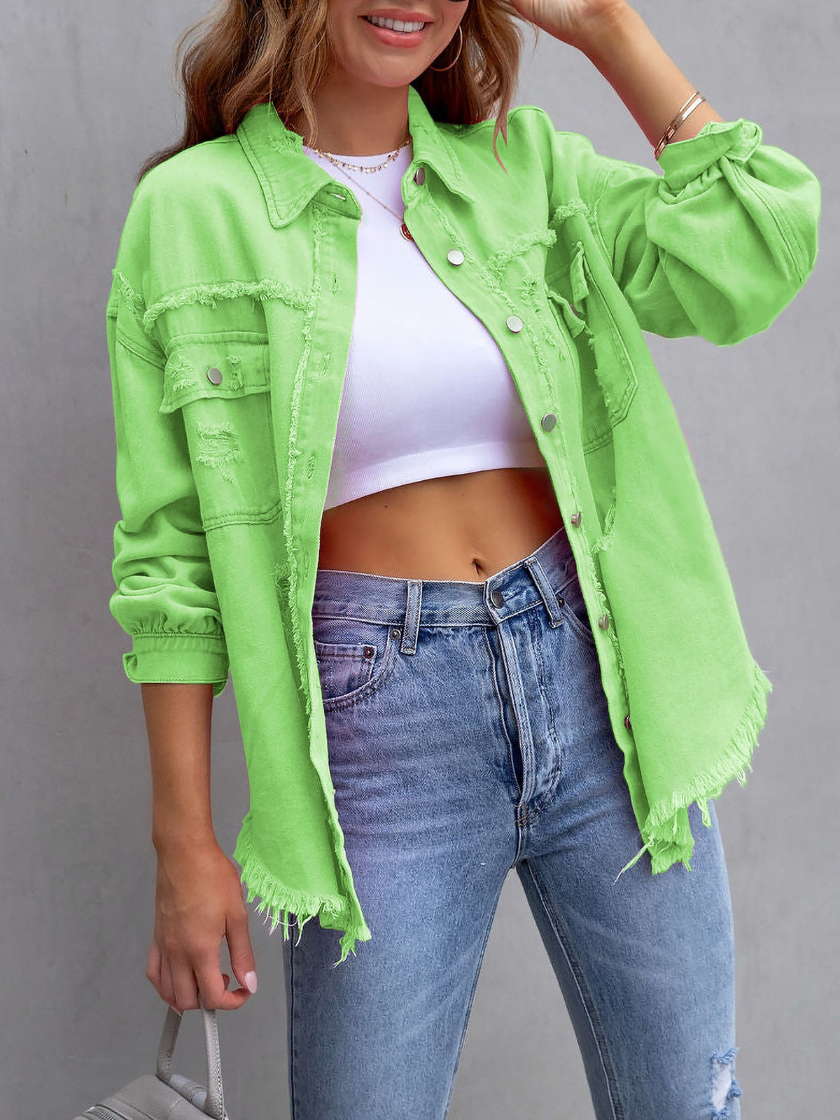 Long Sleeves Button Down Denim Jean Jacket