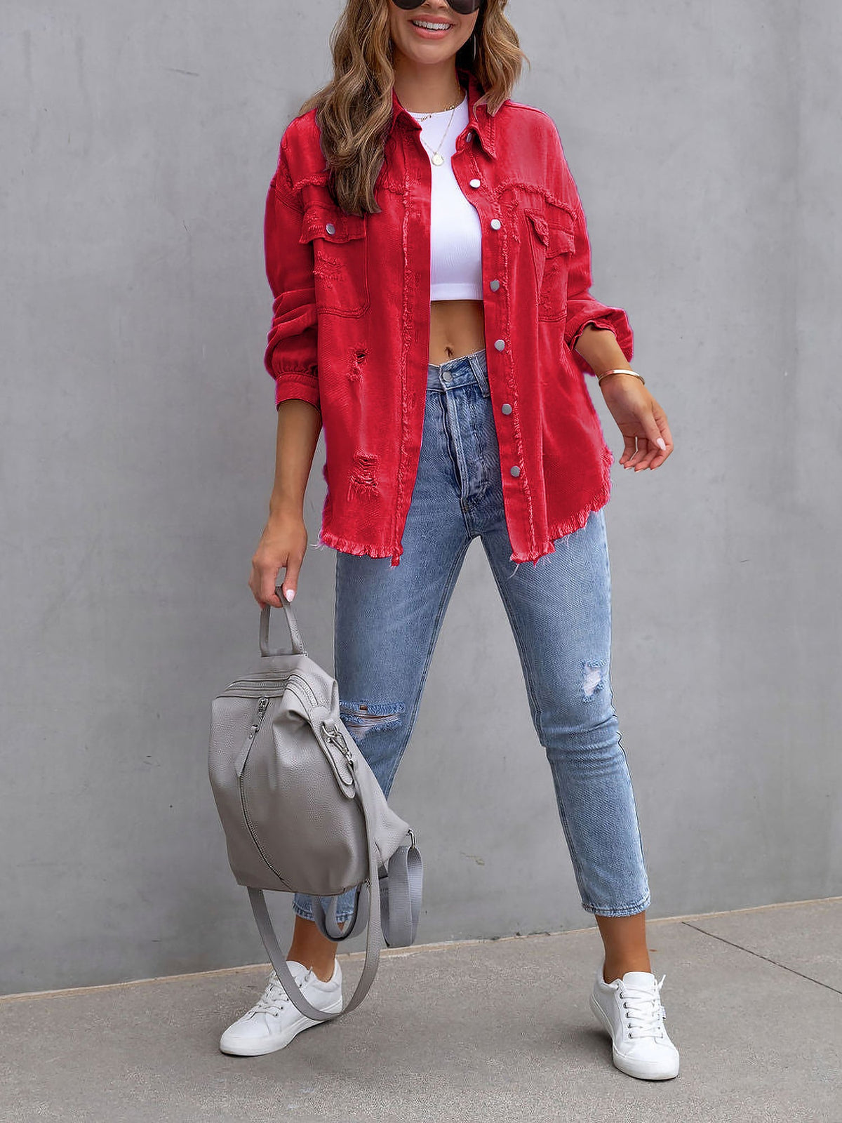 Long Sleeves Button Down Denim Jean Jacket