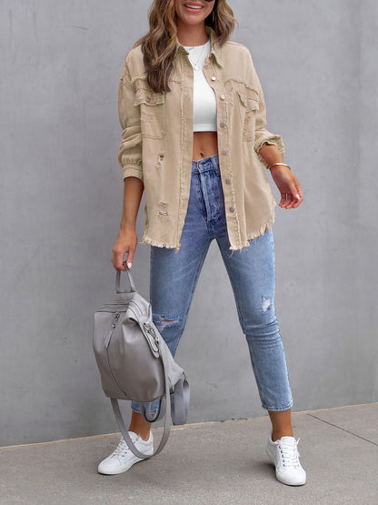 Long Sleeves Button Down Denim Jean Jacket