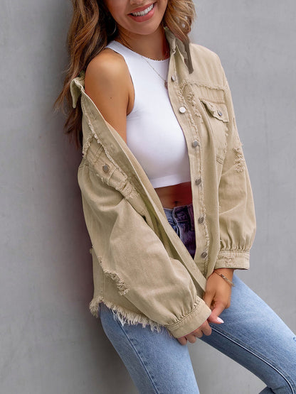 Long Sleeves Button Down Denim Jean Jacket