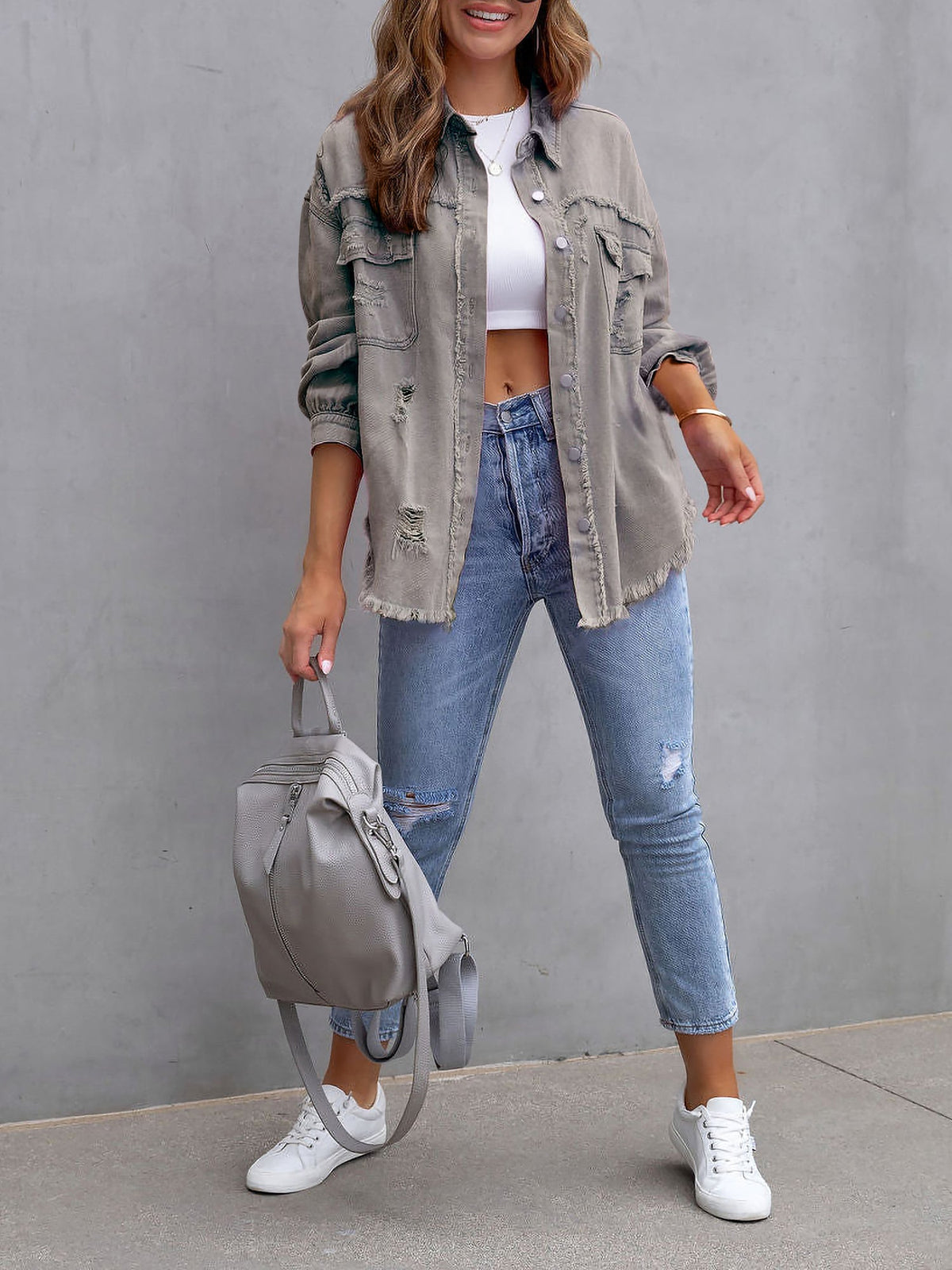 Long Sleeves Button Down Denim Jean Jacket