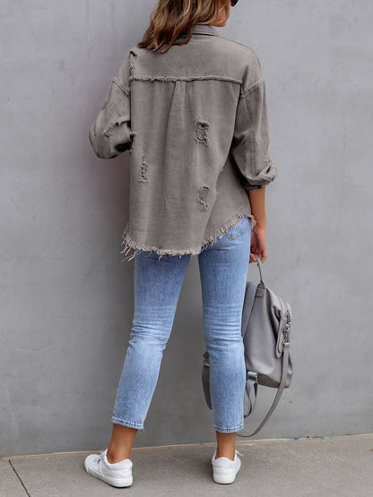 Long Sleeves Button Down Denim Jean Jacket