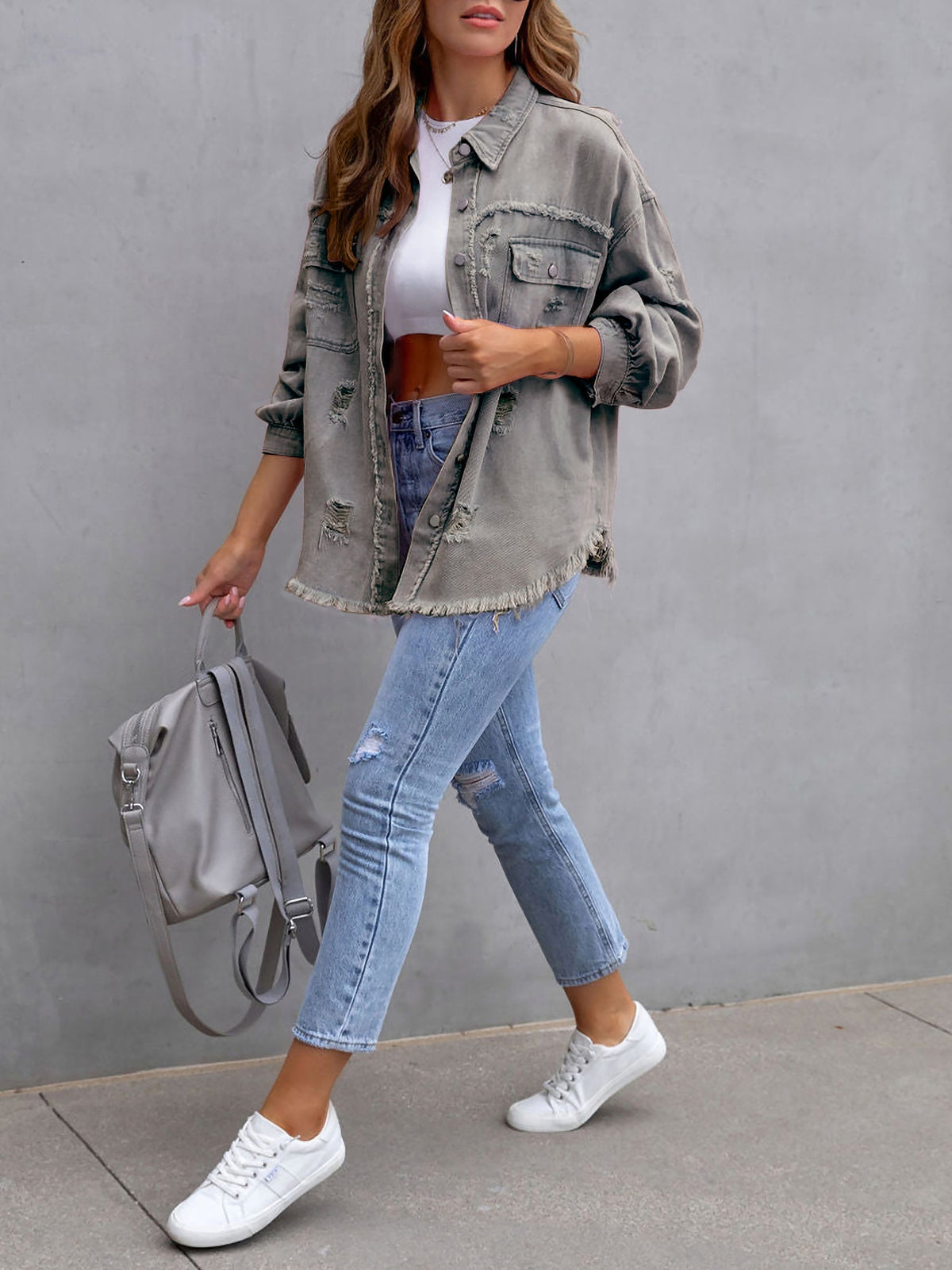 Long Sleeves Button Down Denim Jean Jacket