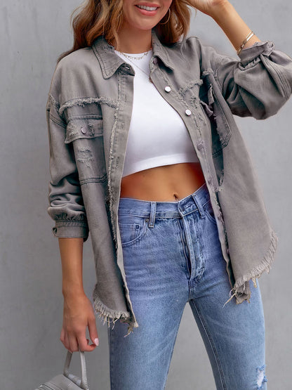 Long Sleeves Button Down Denim Jean Jacket