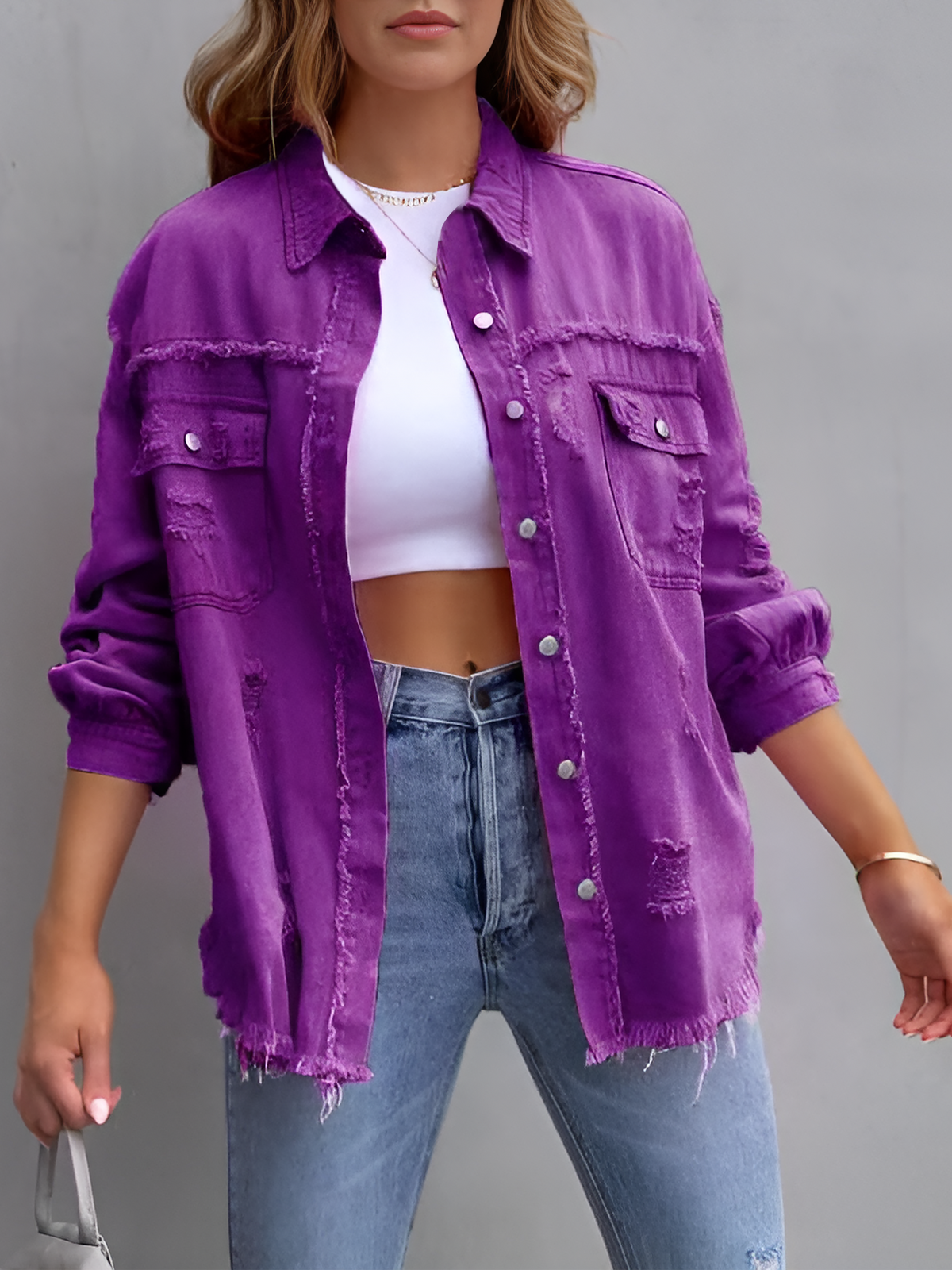 Long Sleeves Button Down Denim Jean Jacket