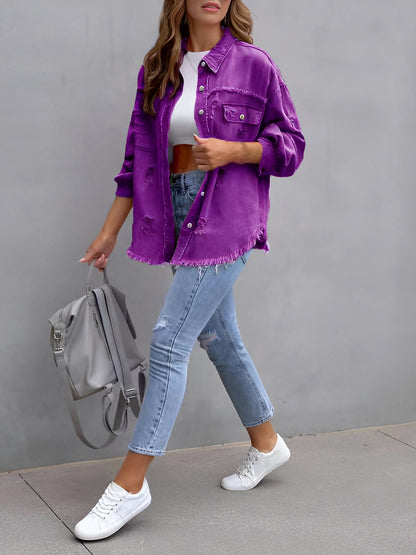 Long Sleeves Button Down Denim Jean Jacket