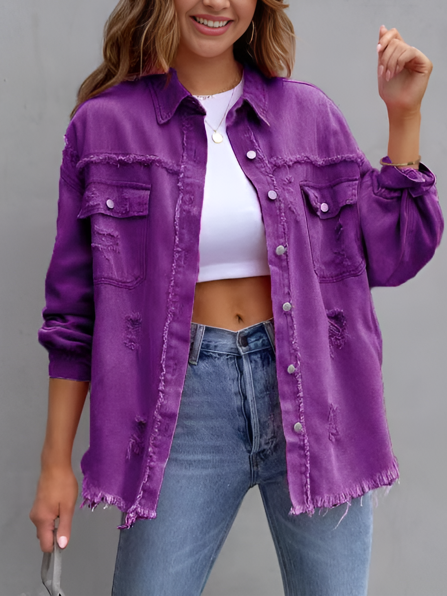 Long Sleeves Button Down Denim Jean Jacket