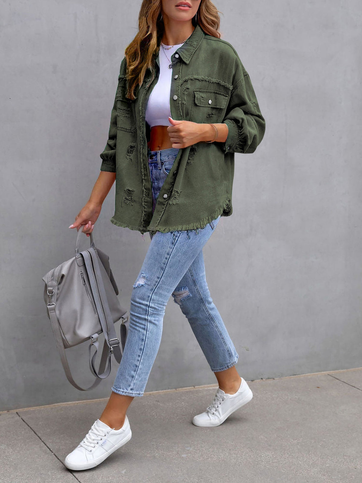 Long Sleeves Button Down Denim Jean Jacket