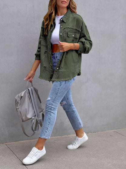 Long Sleeves Button Down Denim Jean Jacket