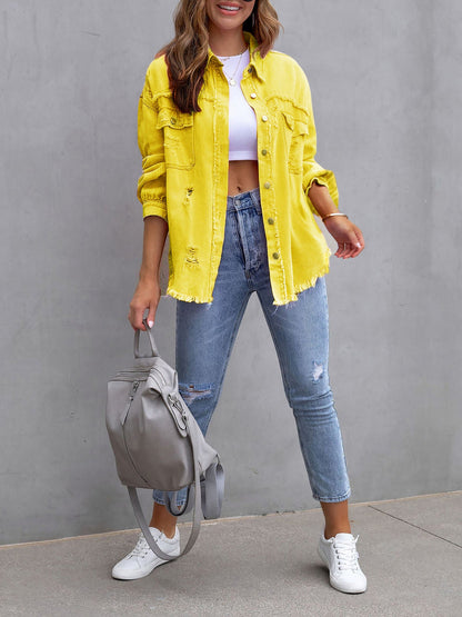 Long Sleeves Button Down Denim Jean Jacket