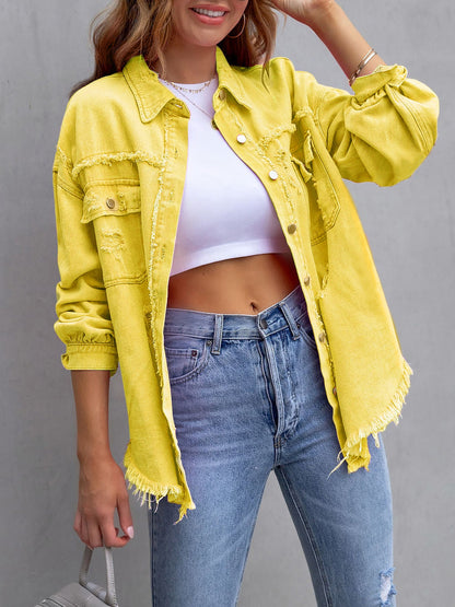 Long Sleeves Button Down Denim Jean Jacket