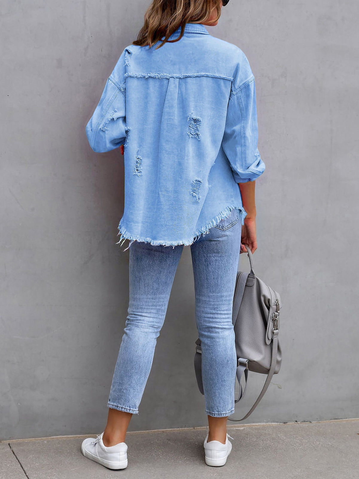 Long Sleeves Button Down Denim Jean Jacket