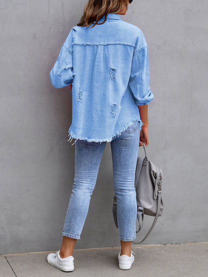 Long Sleeves Button Down Denim Jean Jacket