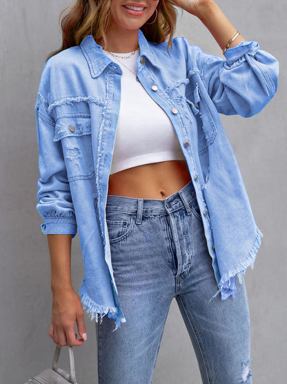 Long Sleeves Button Down Denim Jean Jacket