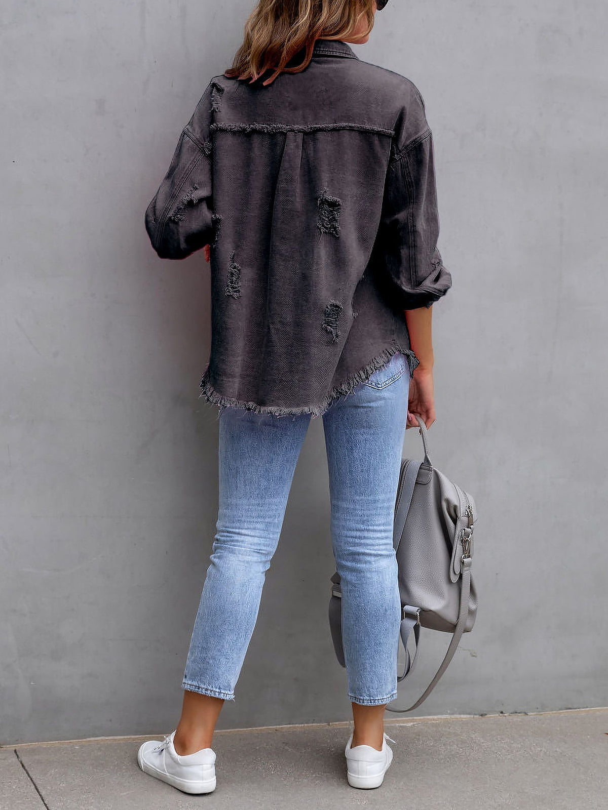 Long Sleeves Button Down Denim Jean Jacket