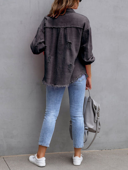 Long Sleeves Button Down Denim Jean Jacket
