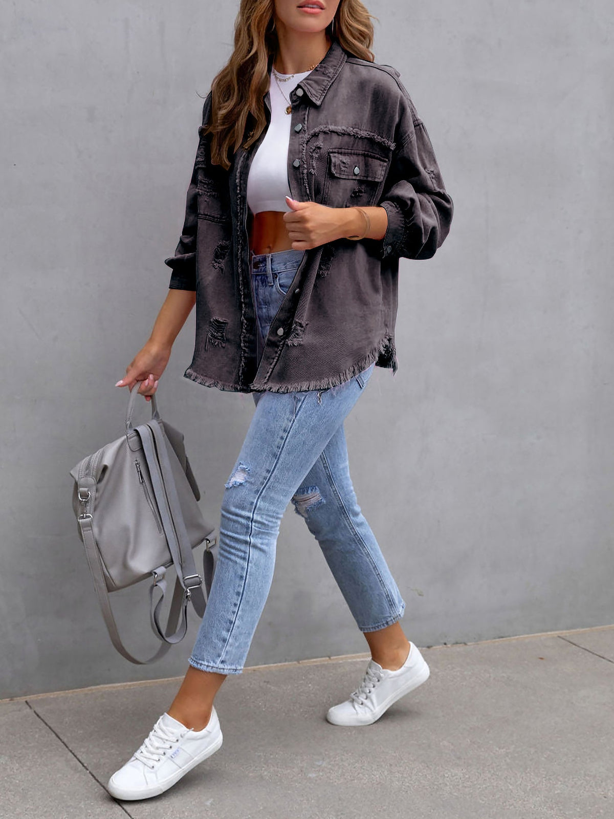 Long Sleeves Button Down Denim Jean Jacket