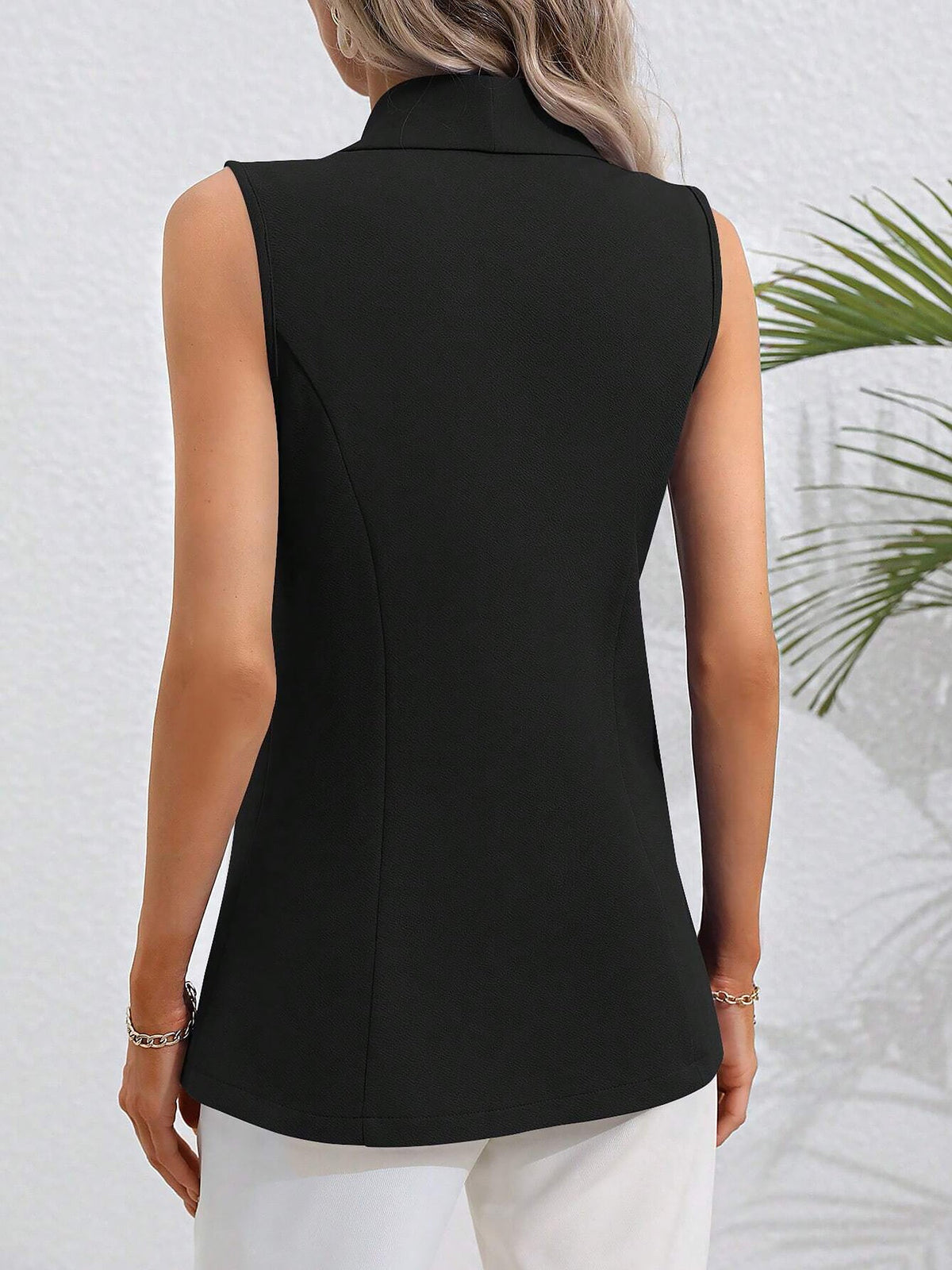 Slim Fit Tailored Shawl Collar Single Button Sleeveless Vest