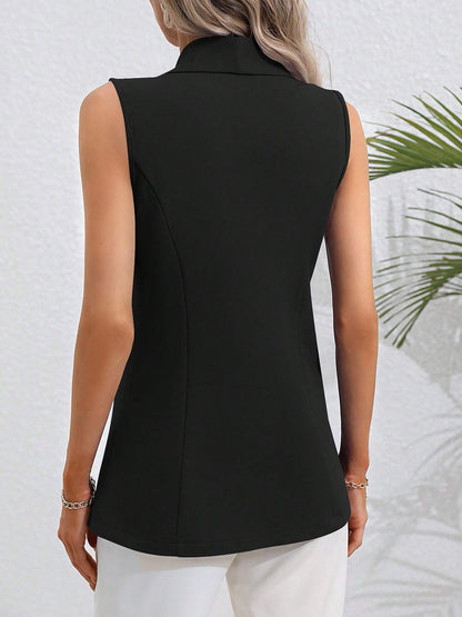 Slim Fit Tailored Shawl Collar Single Button Sleeveless Vest