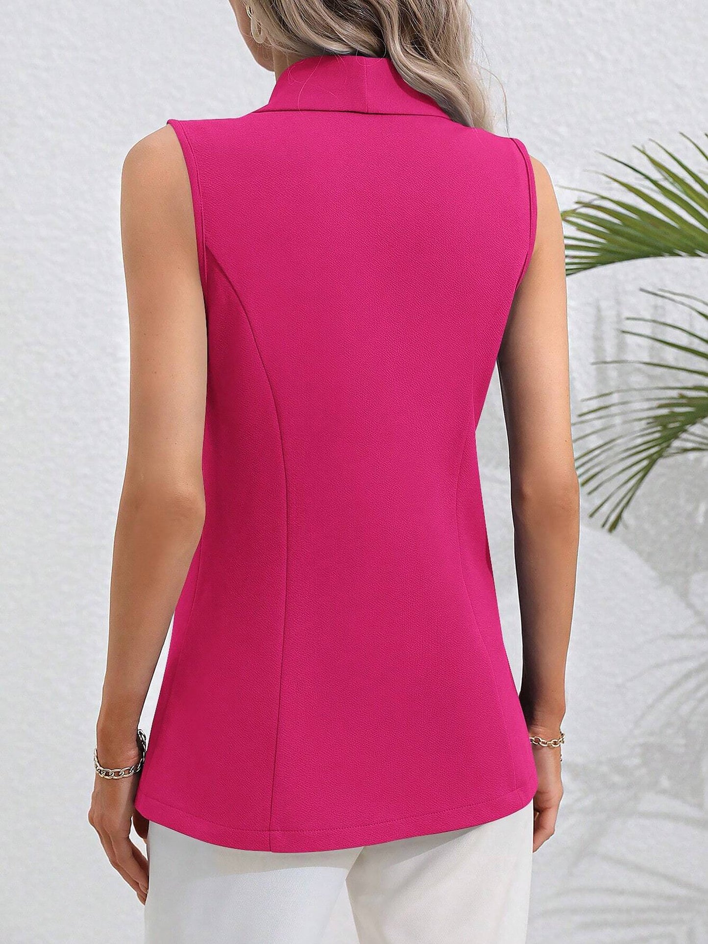 Slim Fit Tailored Shawl Collar Single Button Sleeveless Vest