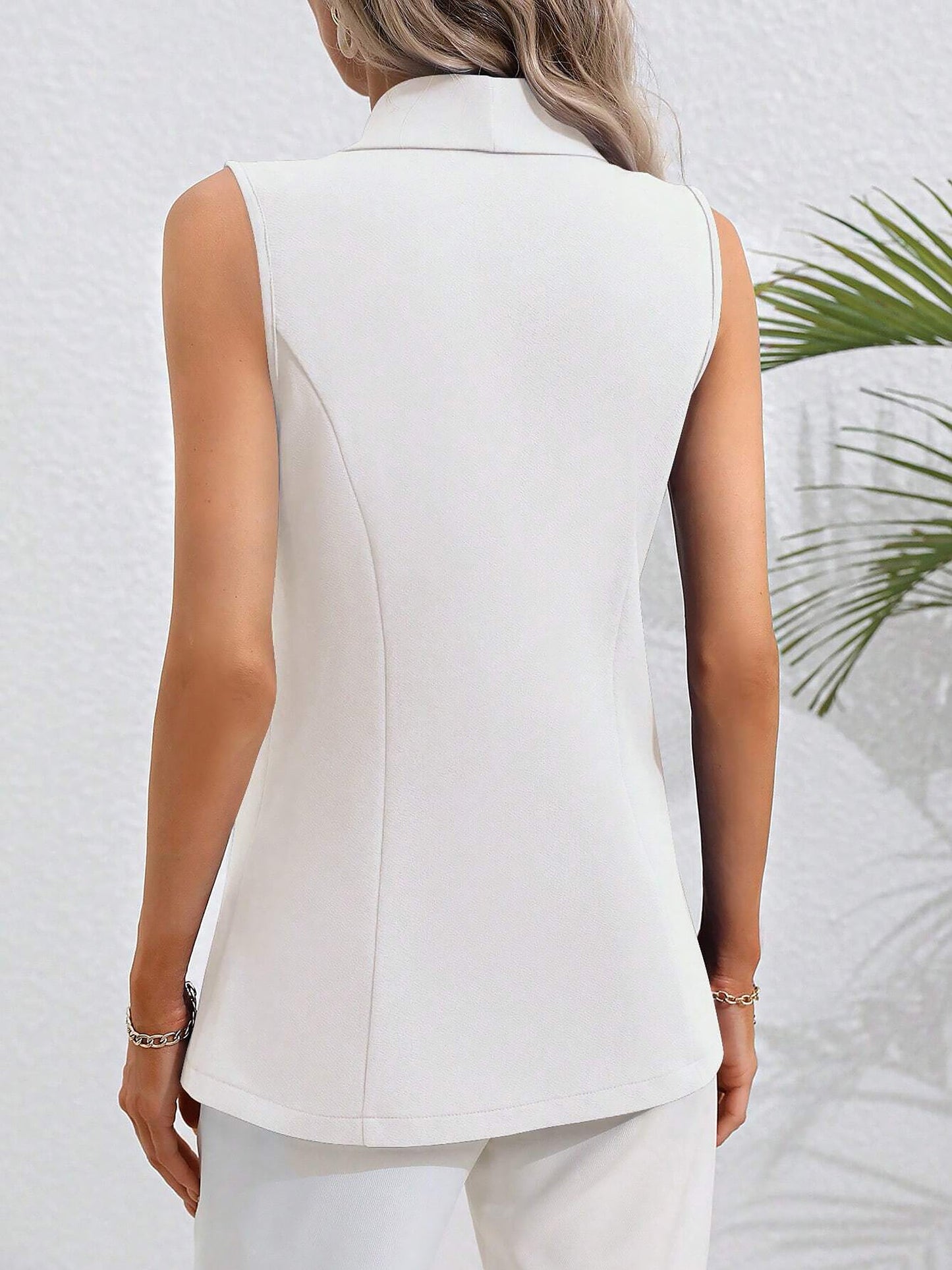 Slim Fit Tailored Shawl Collar Single Button Sleeveless Vest