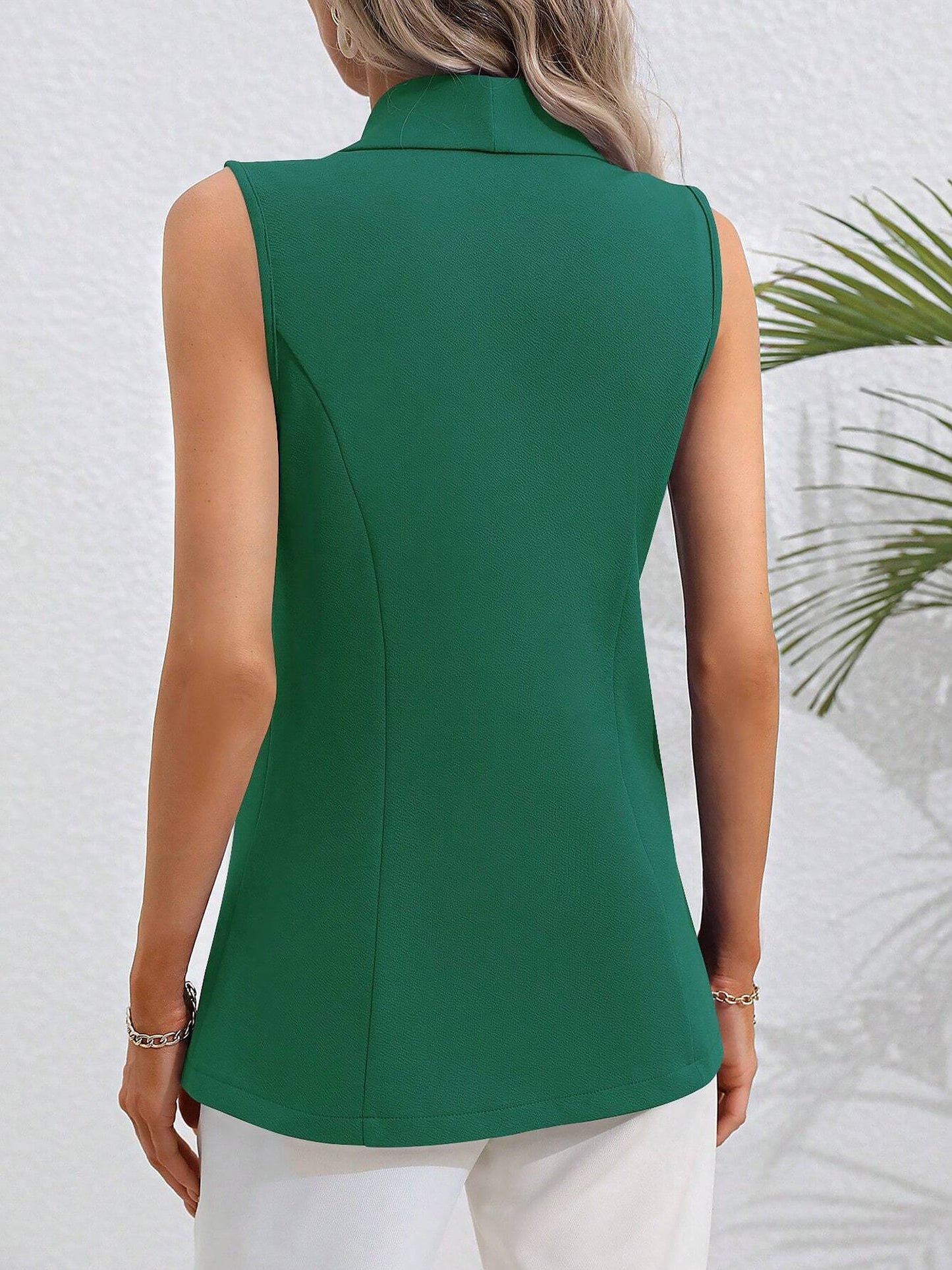 Slim Fit Tailored Shawl Collar Single Button Sleeveless Vest