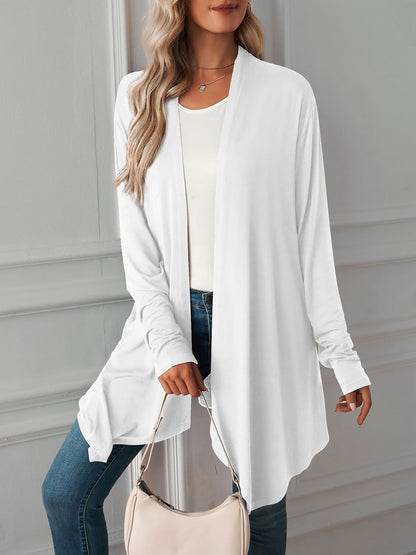 Solid Color Long Sleeve Open Front Cardigants