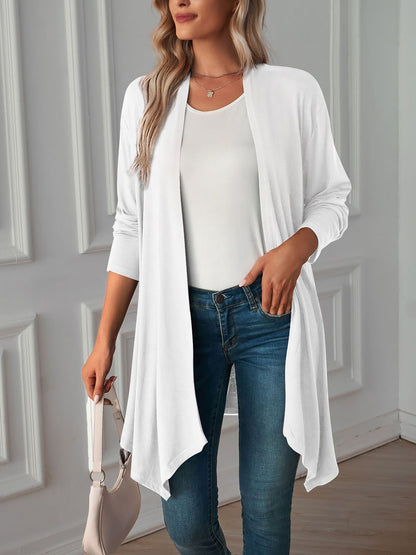 Solid Color Long Sleeve Open Front Cardigants