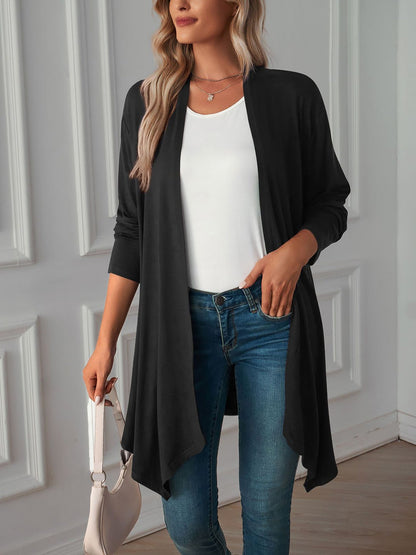 Solid Color Long Sleeve Open Front Cardigants