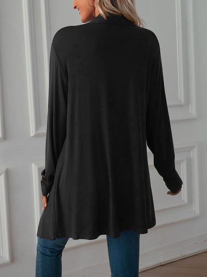 Solid Color Long Sleeve Open Front Cardigants