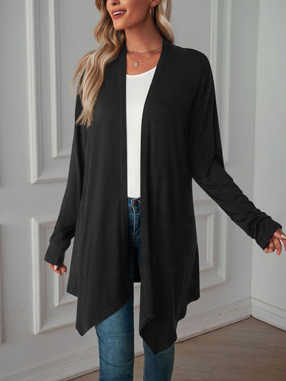 Solid Color Long Sleeve Open Front Cardigants