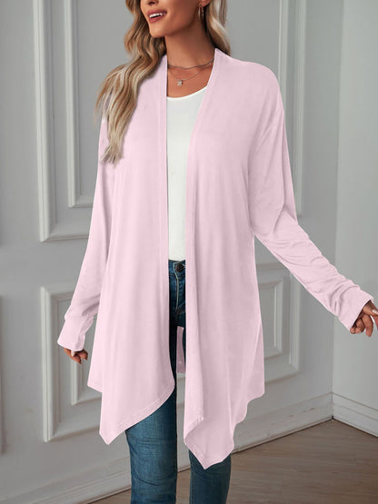 Solid Color Long Sleeve Open Front Cardigants