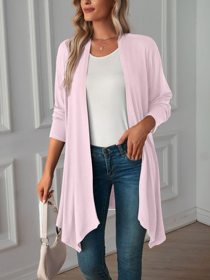 Solid Color Long Sleeve Open Front Cardigants