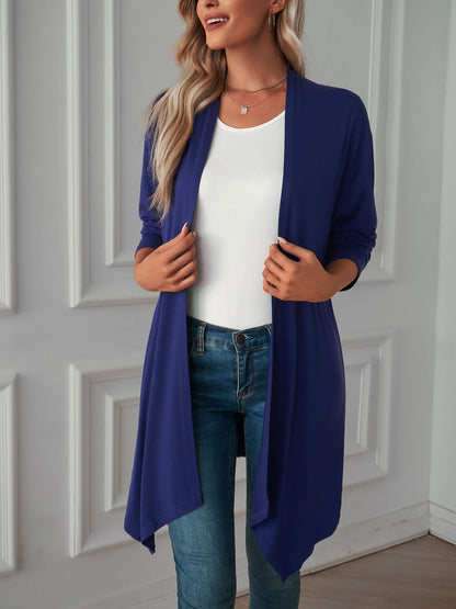 Solid Color Long Sleeve Open Front Cardigants