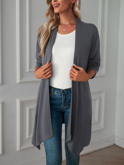 Solid Color Long Sleeve Open Front Cardigants