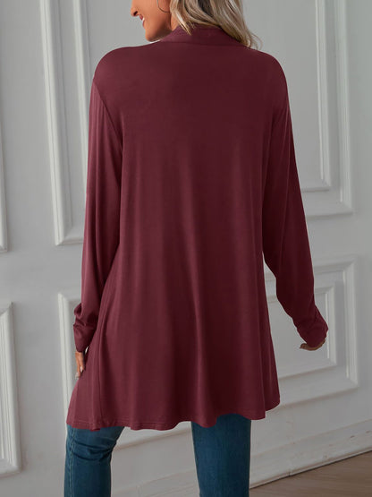 Solid Color Long Sleeve Open Front Cardigants