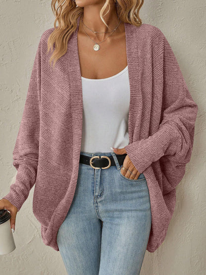 Bat Sleeve Loose Knitted Solid Color Cardigan