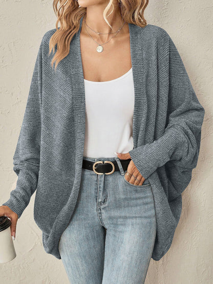 Bat Sleeve Loose Knitted Solid Color Cardigan