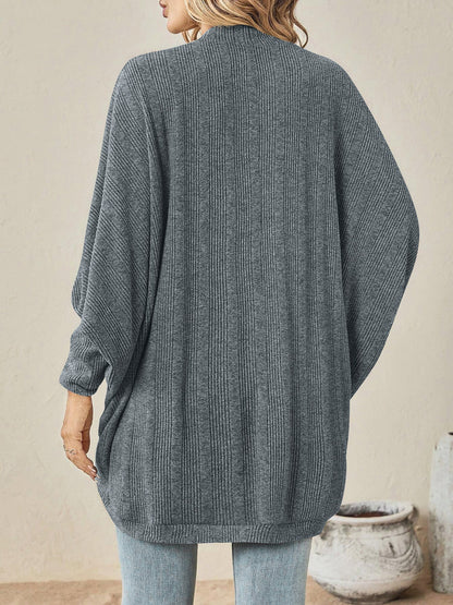 Bat Sleeve Loose Knitted Solid Color Cardigan