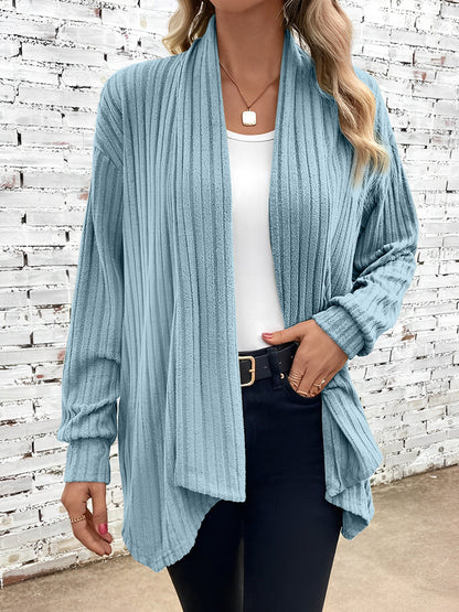 Long Sleeve Solid Color Open Front Cardigants