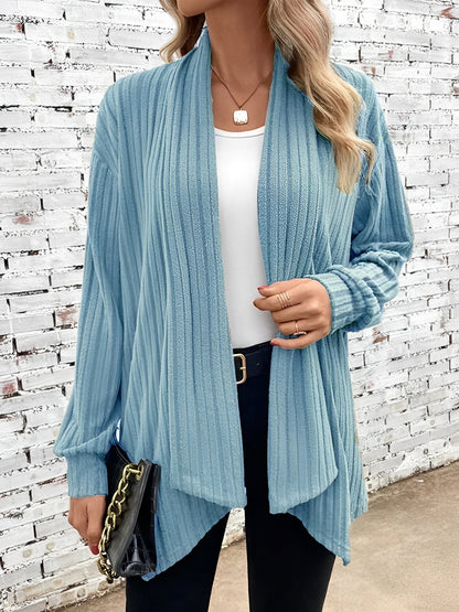 Long Sleeve Solid Color Open Front Cardigants