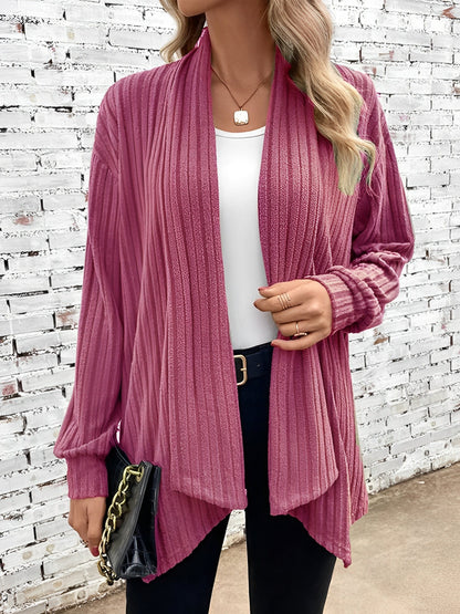 Long Sleeve Solid Color Open Front Cardigants