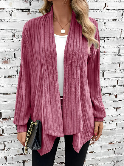 Long Sleeve Solid Color Open Front Cardigants